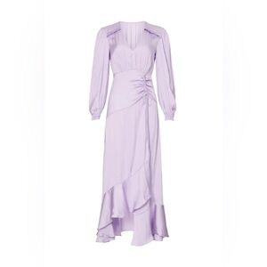 Maje purple lilac Rouvina long sleeve midi silky flowy dress size 36 or Small